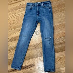 Women Zara Skinny Blue Distressed Denim Jeans Stretchy Fitted Size 6